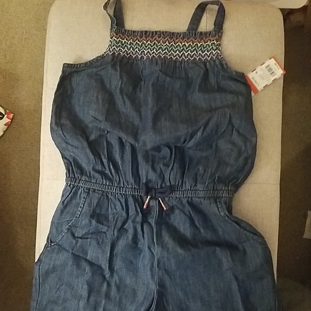 Cat & Jack Chambray Rainbow Smocked Romper